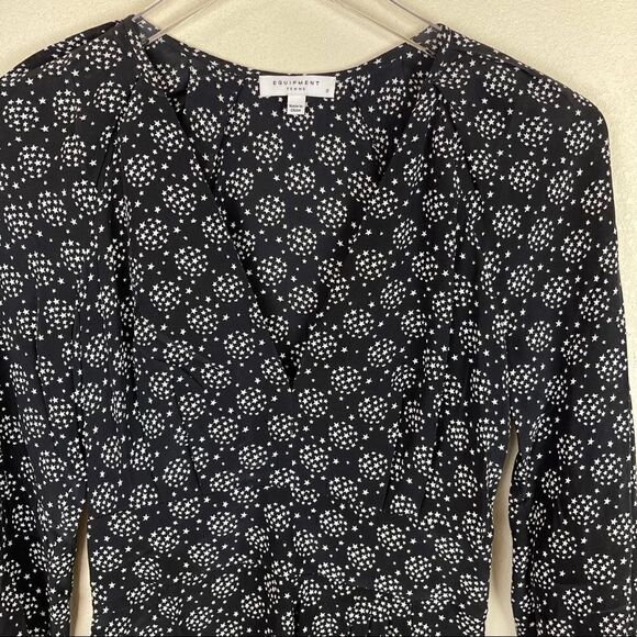 Equipment Black Silk Star Print Mini Dress Size 0 - Picture 3 of 7